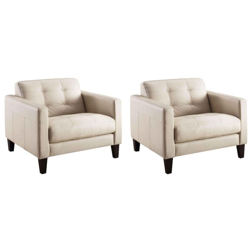 Chateau d"Ax Leather Accent Chair in White (Set of 2), , large