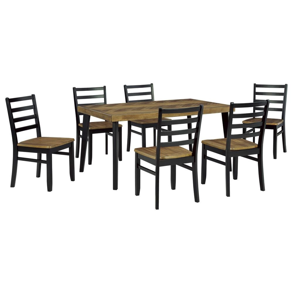 Ashley Blondon 7-Piece Rectangular Dining Set in Brown and Black, , large