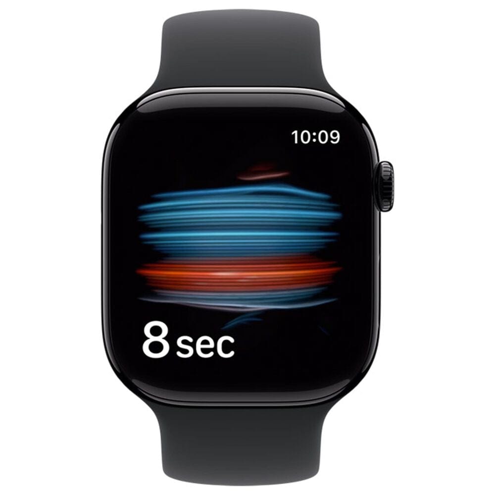 Apple Watch Series 11 (GPS) 46mm Aluminum Case with Black Sport Band - M/L in Jet Black and 2-Year AppleCare+, , large