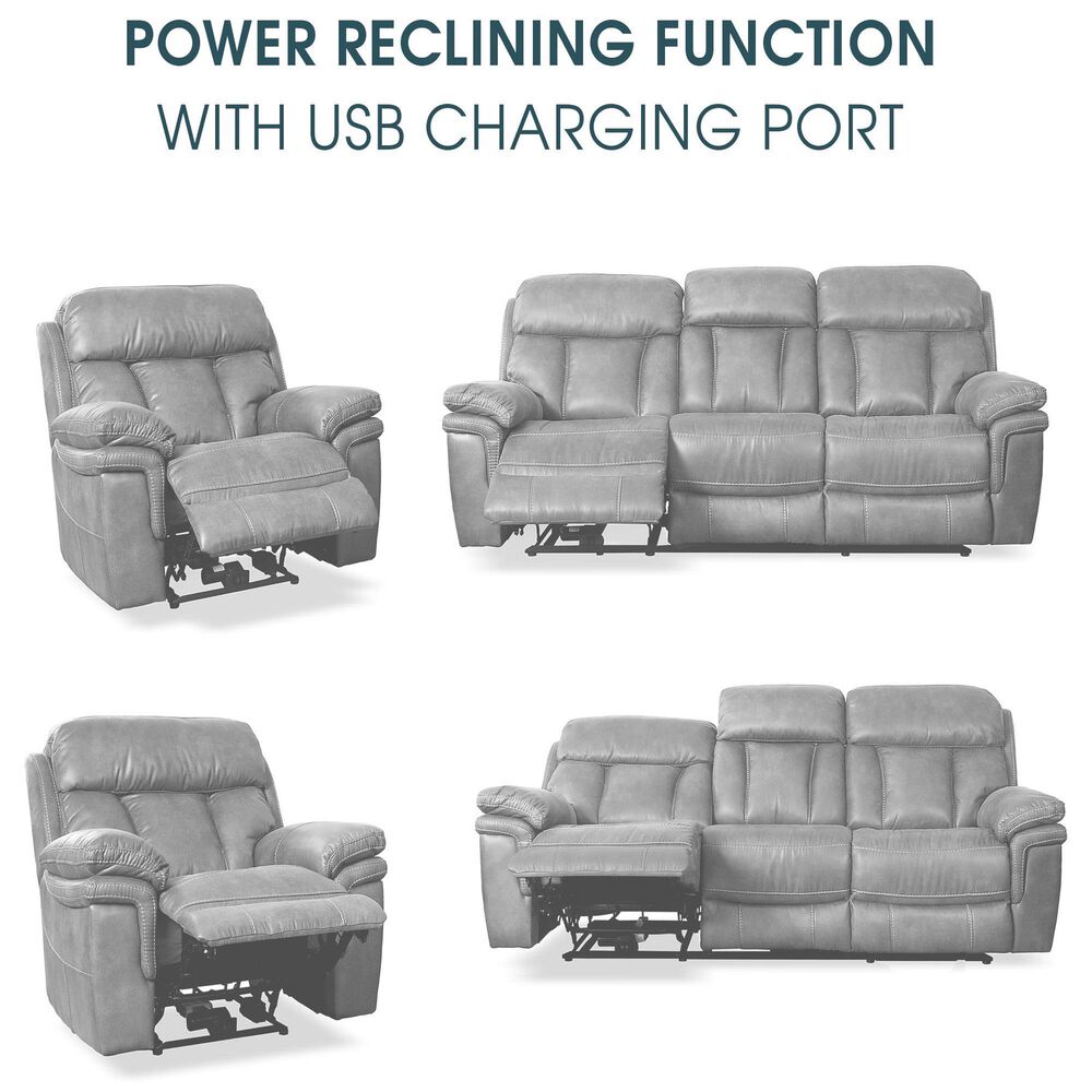 Blue River Claude 2-Piece Power Reclining Sofa Set in Light Grey, , large