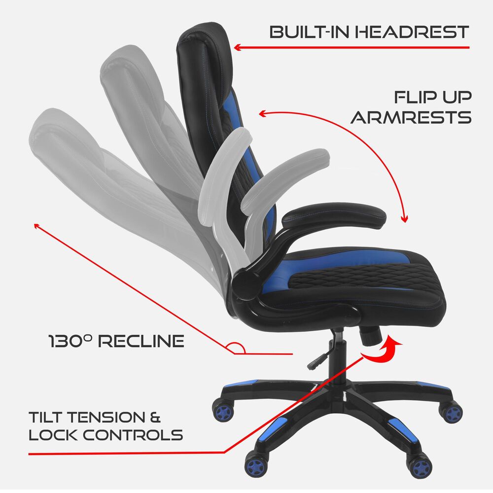 Regency Global Sourcing AON Archeus Ergonomic Gaming Chair in Black and Blue, , large