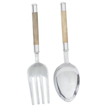 Maple and Jade 22" x 7" Kitchen Utensils Wall Decor in Brown and Silver (Set of 2), , large