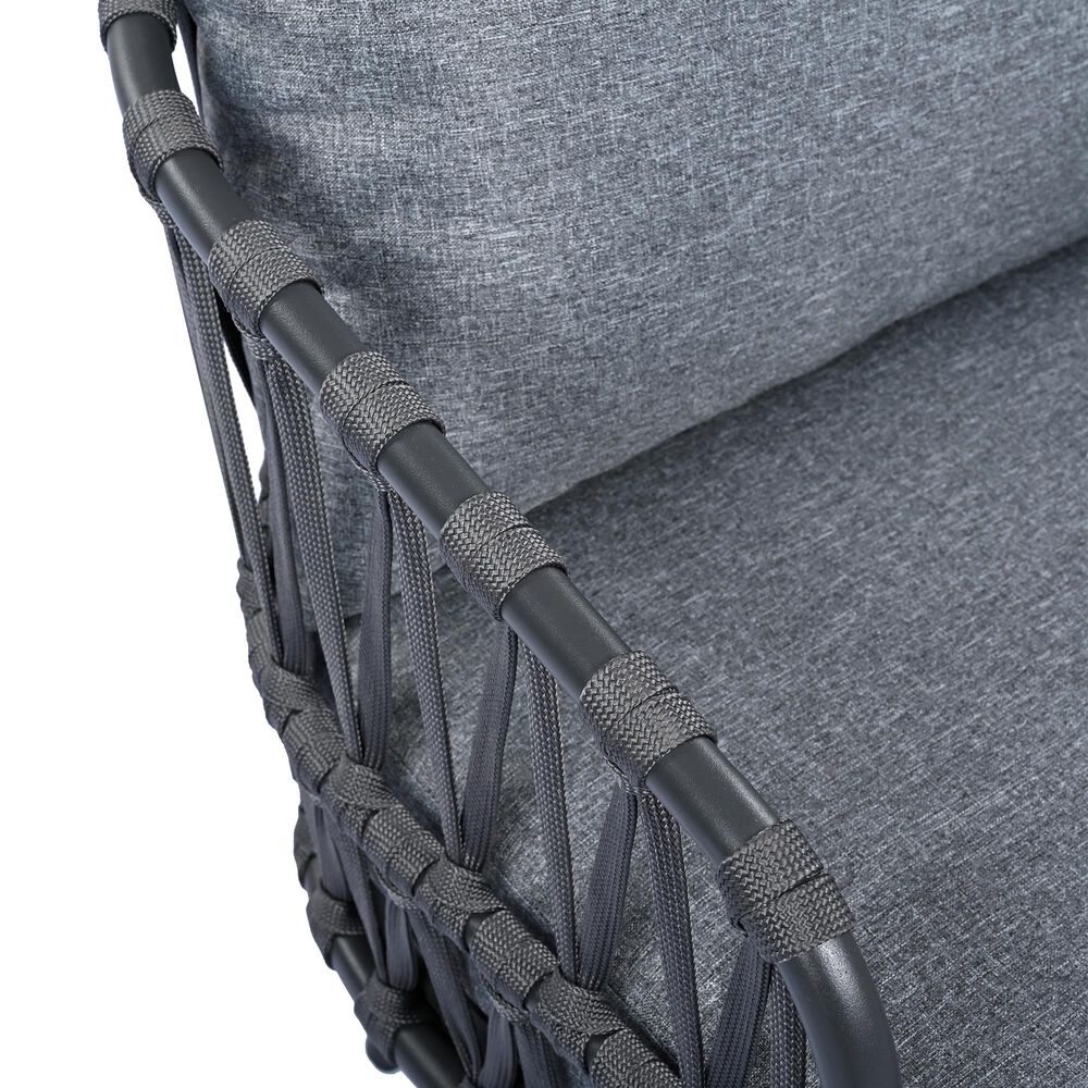 Hearth and Haven 4-Piece Patio Conversation Set with Gray Cushion in Black, , large