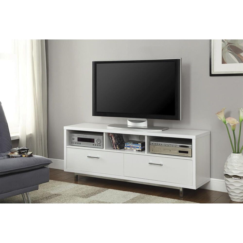 Pacific Landing TV Console with Metal Base in White, , large