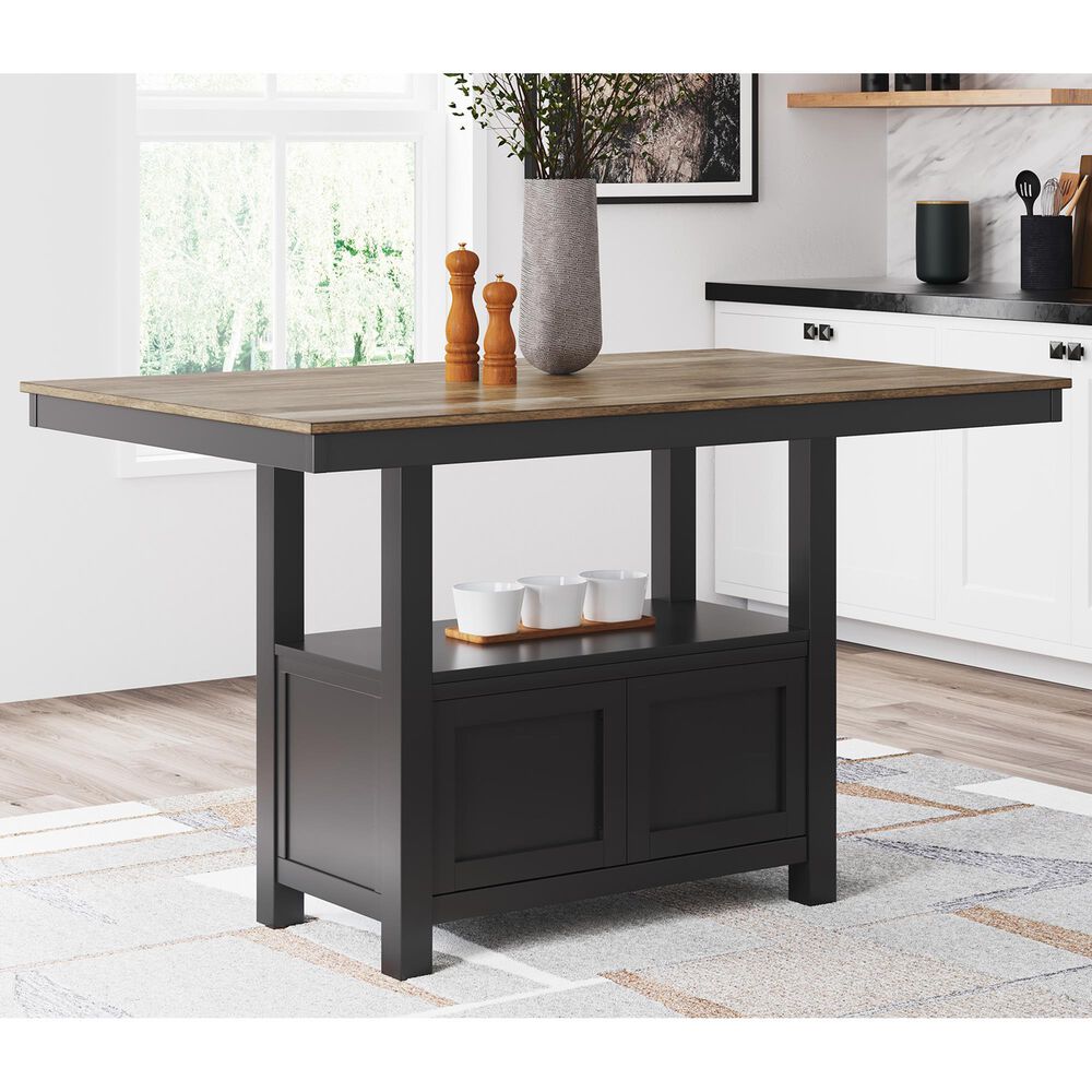 Ashley Wildenauer Counter Height Dining Table in Brown and Satin Black - Table Only, , large