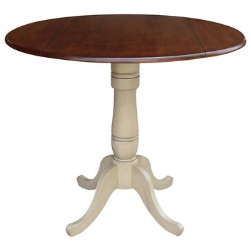 International Concepts Modern Farmhouse 42" Drop Leaf Dining Table in Almond and Espresso, , large
