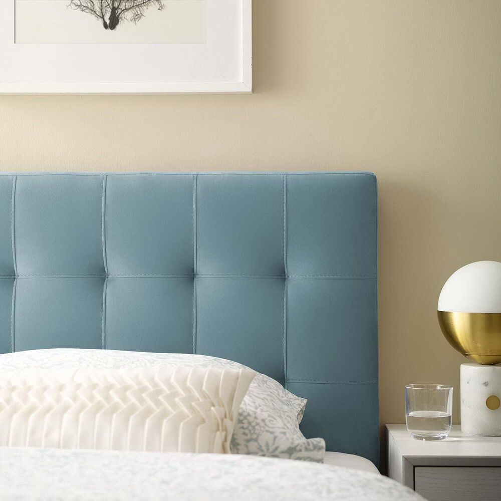 Modway Lily Biscuit Tufted Performance Velvet Twin Headboard in Light Blue, , large