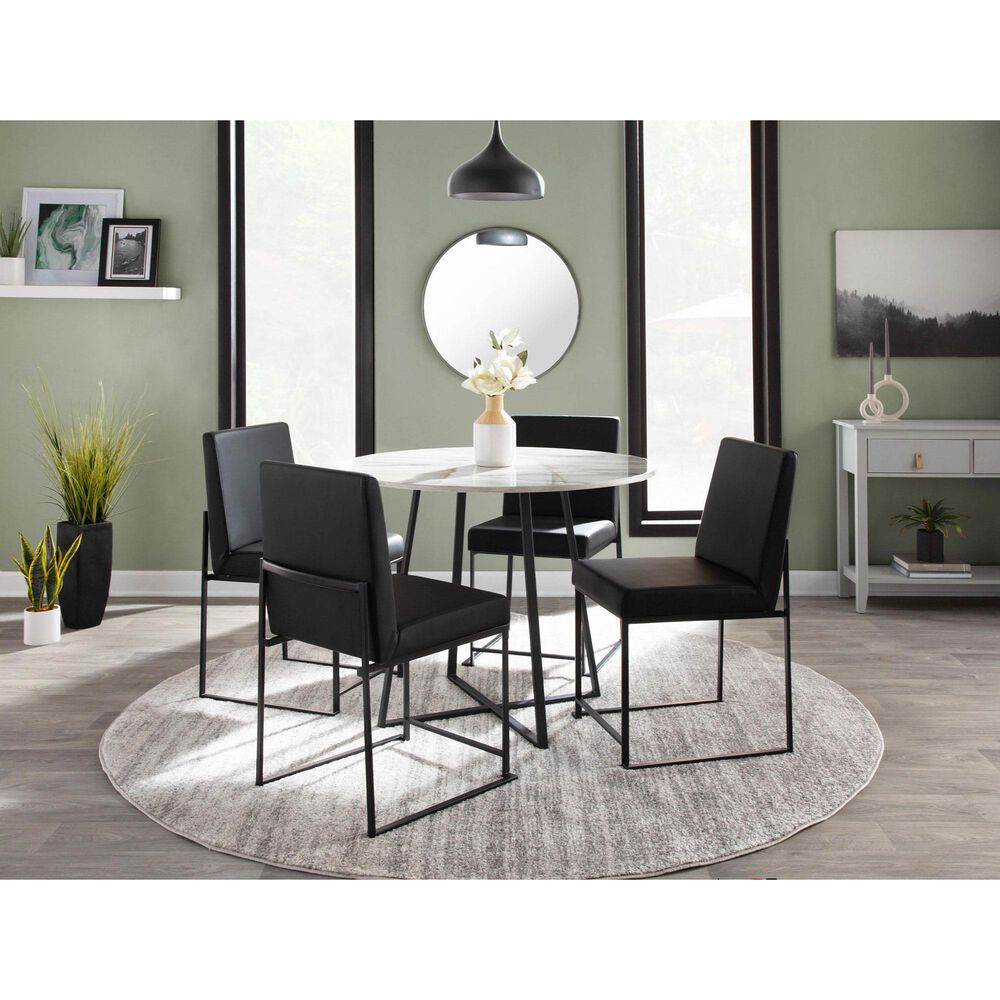 LumiSource Fuji Side Chair with Black Faux Leather Cushion in Black (Set of 2), , large