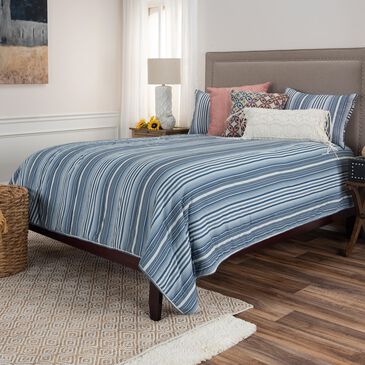 Rizzy Home Stripe 90" x 92" Quilt in Navy Blue, , large