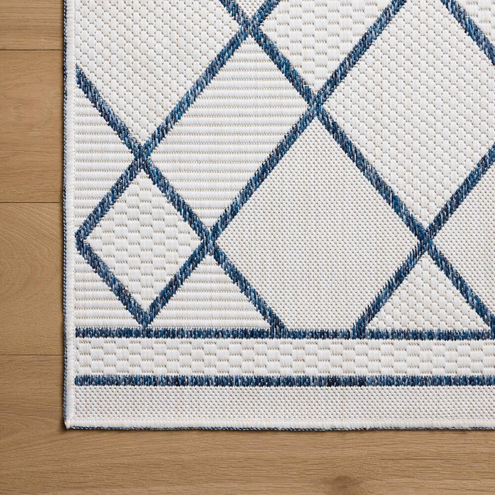 Loloi Easton Ivory and Denim 2&#39;3&quot; x 3&#39;9&quot; Indoor/Outdoor Area Rug, , large