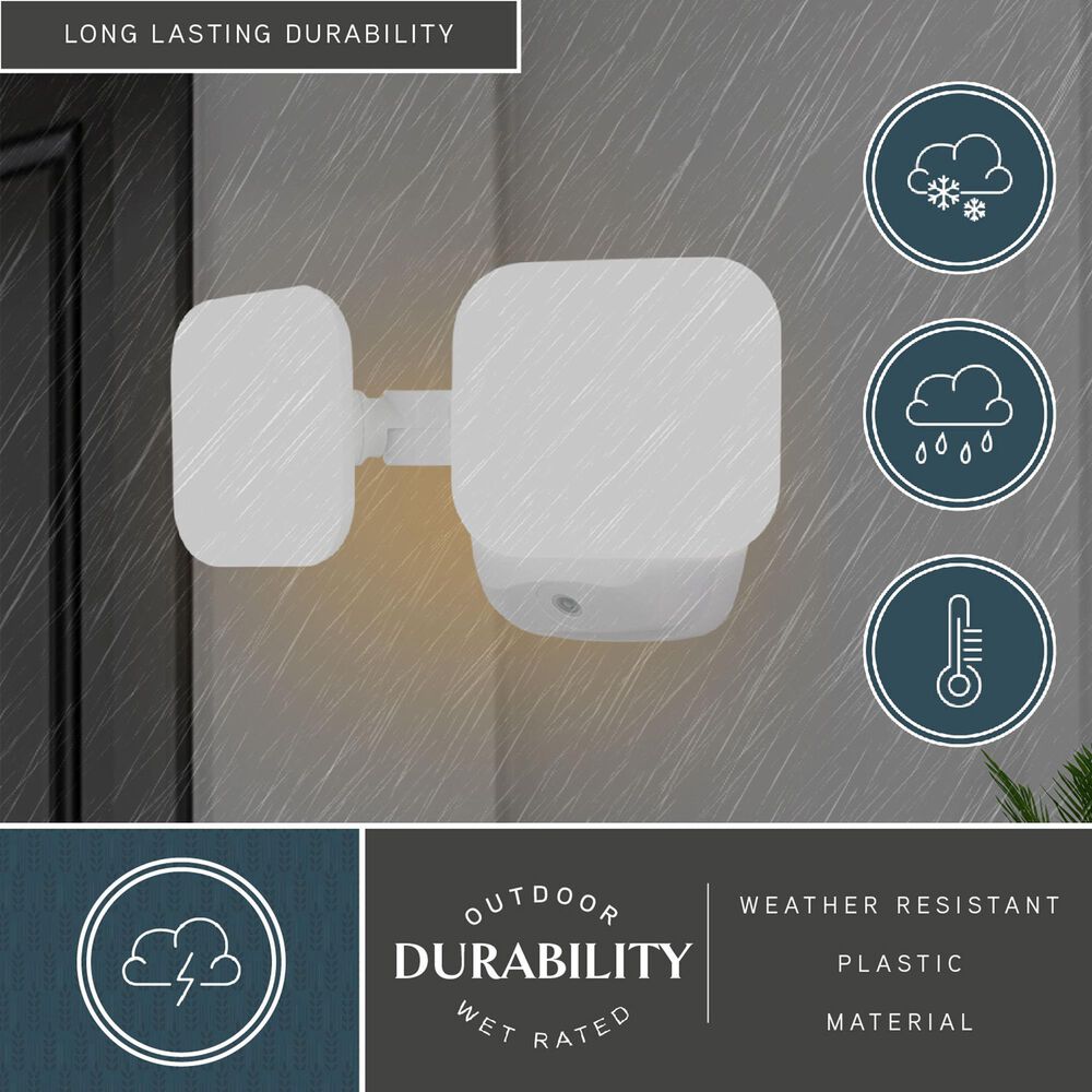Vaxcel Theta 2-Light LED Outdoor Dusk-to-Dawn Flood Light in White, , large