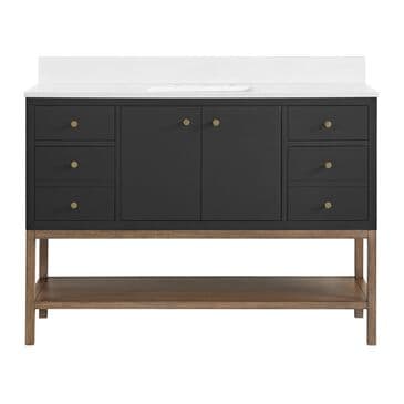 37B Isadore 48" Single Bathroom Vanity Cabinet in Tricorn Black and White Composite Stone Top and Backsplash, , large