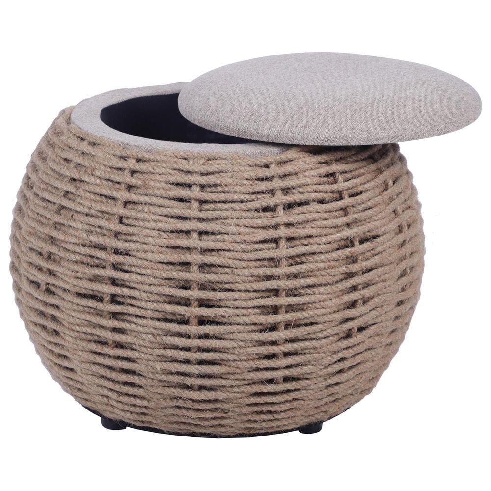 Rta Products Woven Storage Ottoman in Natural, , large