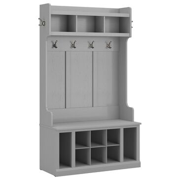 Bush Woodland Tall Hall Tree with Storage Bench in Cape Cod Gray, , large