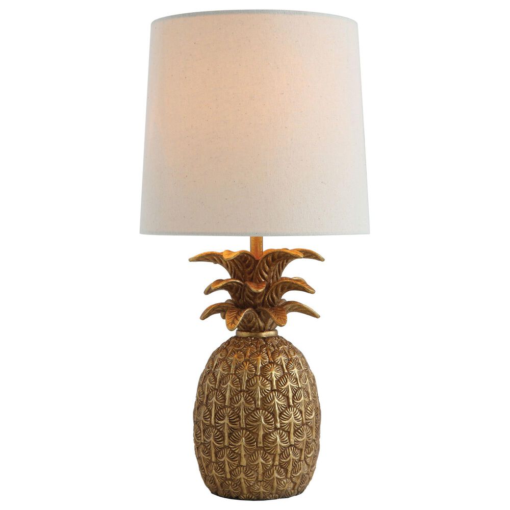 Creative Coop Resin Pineapple Table Lamp in Distressed Gold, , large