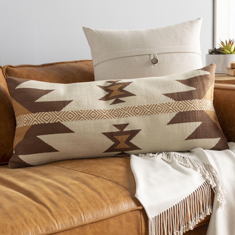Surya Andrea 14" x 32" Toss Pillow in Cream/ Brown/Camel, , large