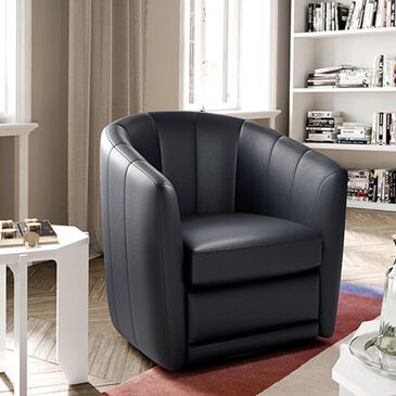 Natuzzi Editions Mazaro Swivel Chair in Navy Blue, , large