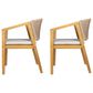 Hearth and Haven Patio Dining Chair with Rope-Design Backrest and Cushions in Light Teak (Set of 2), , large