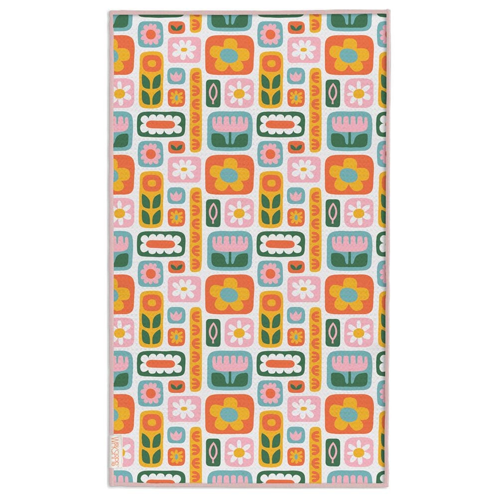 Werkshoppe Daisies and Rainbows Microfiber Towel in Multicolor, , large