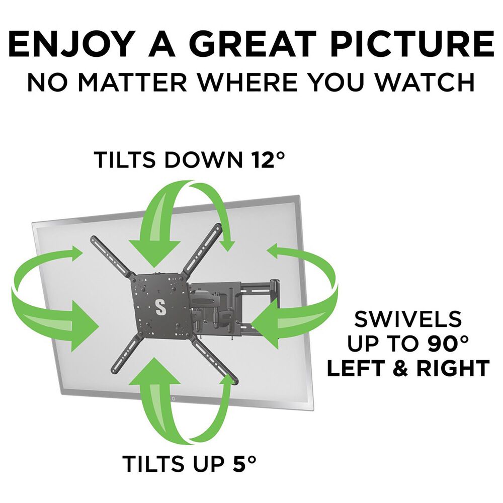 Secura Full Motion Wall Mount for 42&quot; - 90&quot; Flat-Panel TVs in Black, , large