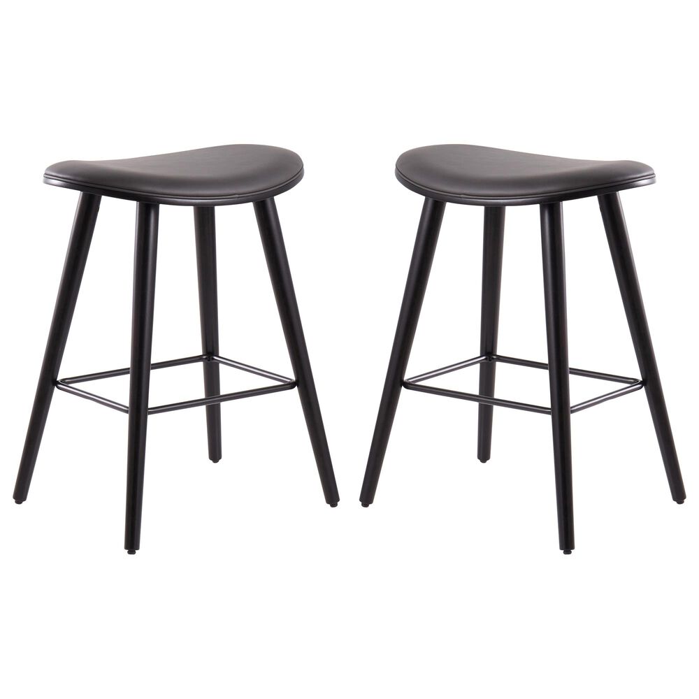 Lumisource Saddle 26" Counter Stool in Grey/Black (Set of 2), , large
