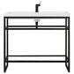 James Martin Vanities Boston 39.5" Single Bathroom Vanity in Matte Black with 3 cm White Glossy Resin Countertop and Rectangular Sink, , large