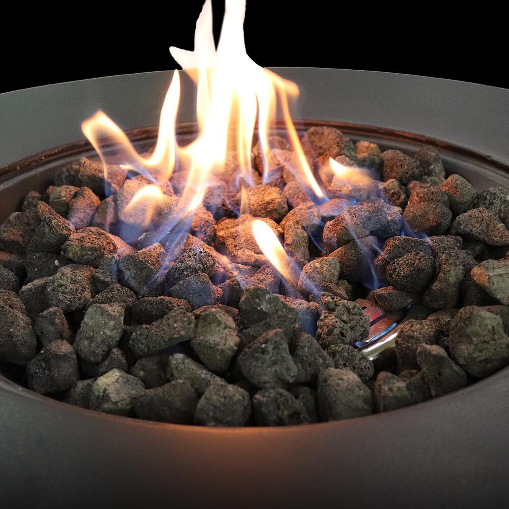 Living Source International Santiago Patio Round Fire Pit Table in Black, , large