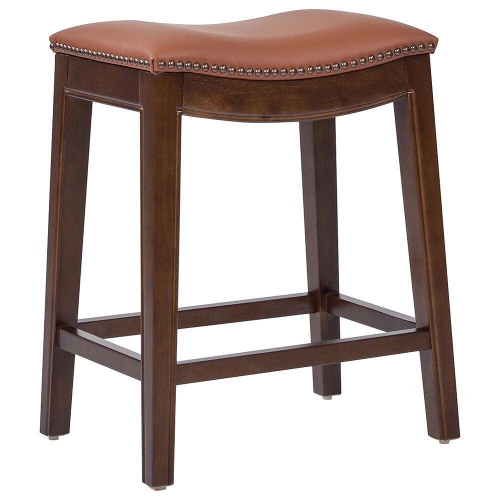 Jennifer Taylor Home Barlow 24.5" Backless Saddle Counter Stool in Bourbon Brown, , large