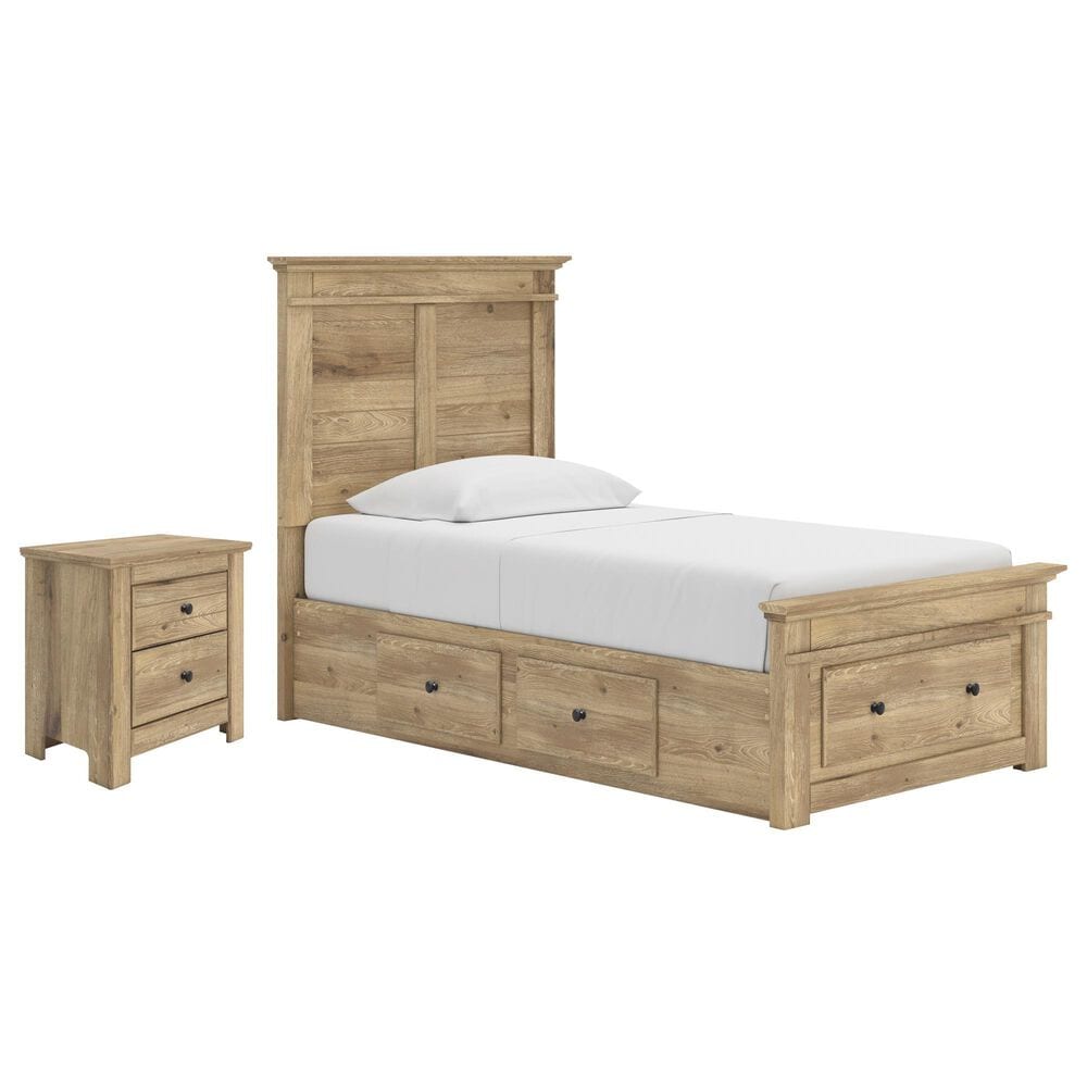 Ashley Makidern 2-Piece Twin Storage Bedroom Set with Five Drawers in Natural Brown, , large