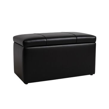 Sanford Living Prytania Storage Bench Frenchmen PU Faux Leather Black, , large