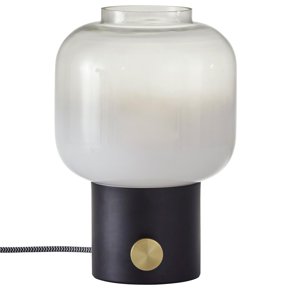 Adesso Lewis Table Lamp in Matte Black and Antique Brass, , large