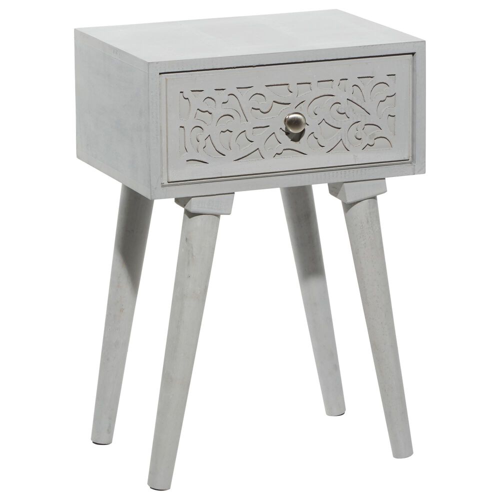 Uma Enterprises Farmhouse Wood Accent Table in Antique Grey, , large