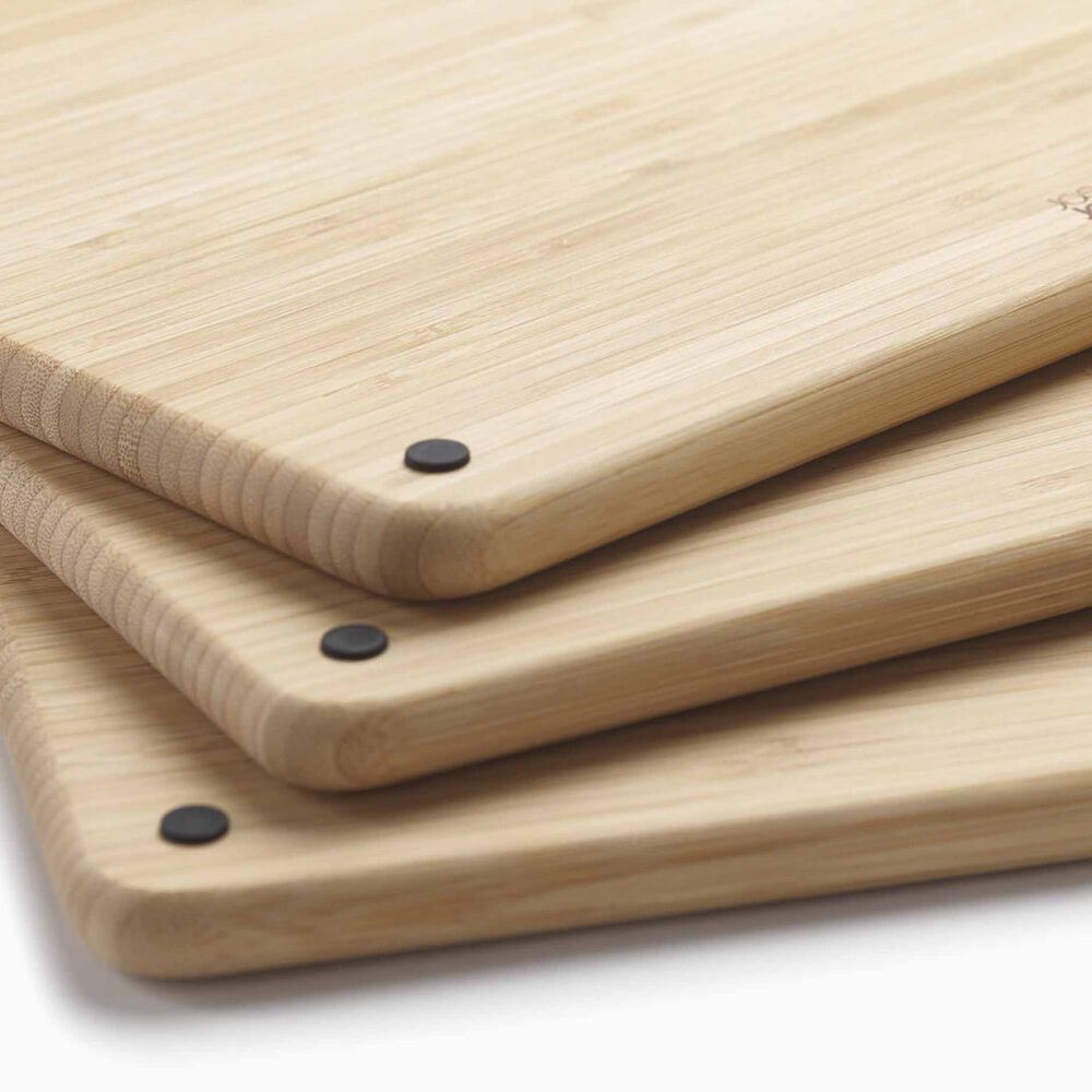 Joseph Joseph Folio 3-Piece 14.2&quot; x 10.2&quot; Steel Chopping Board Set in Bamboo and Stainless Steel, , large