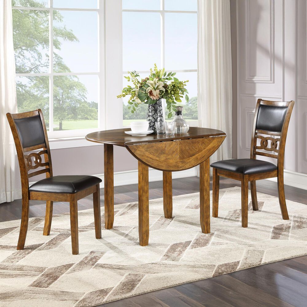 New Heritage Gia 3-Piece Round Drop Leaf Dining Set in Warm Brown, , large