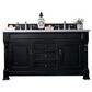 James Martin Vanities Brookfield 60" Double Bathroom Vanity in Antique Black with 3 cm Carrara White Marble Top and Rectangle Sink, , large