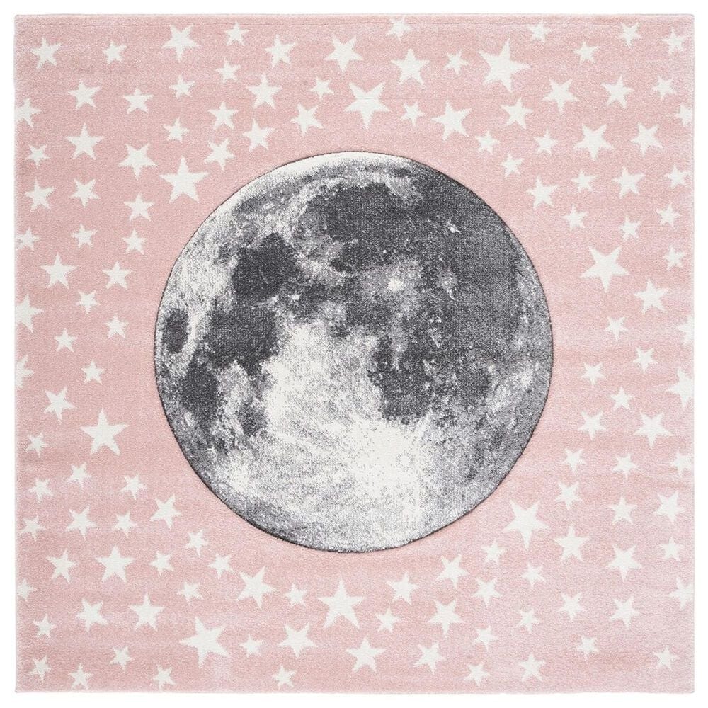 Safavieh Carousel CRK135 5"3" Square Pink and Grey Kids Area Rug, , large