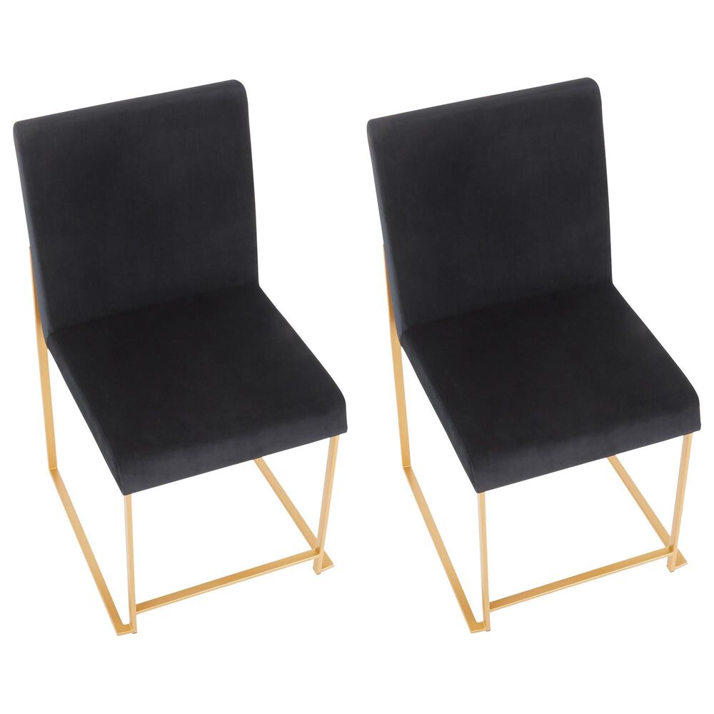 LumiSource Fuji Side Chair with Black Velvet Cushion in Gold (Set of 2), , large