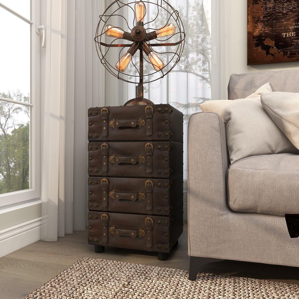 Maple and Jade 4-Drawer Room Chest with Buckle Strap and Stud Detail in Black, , large