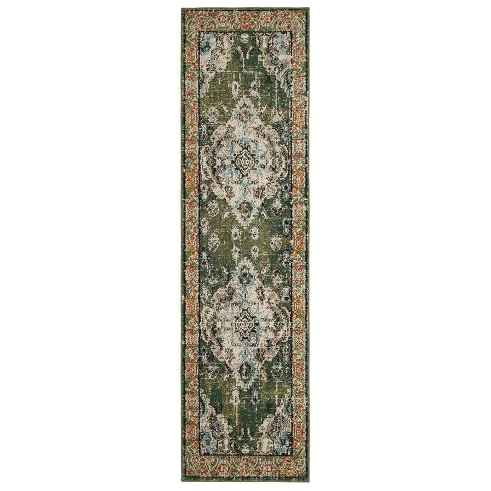 Safavieh Monaco MNC243F-28 2&#39;2&quot; x 8&#39; Forest Green/Light Blue Runner, , large