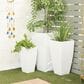 Maple and Jade Light Weight Planter with Tapered Base and Fluted Design in Satin White (Set of 3), , large