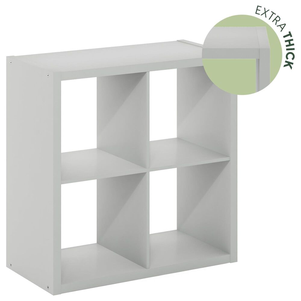 HOMLUX 4-Cube Reversible Open Back Bookshelf in Light Grey, , large