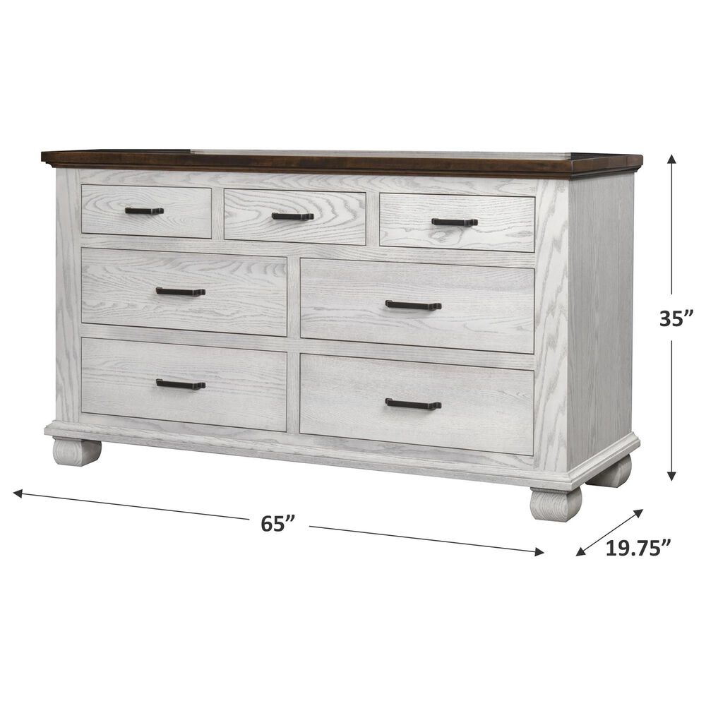 Briarwood Town Hall 7 Drawer Dresser in Rustic Cherry Top and Aged White, , large
