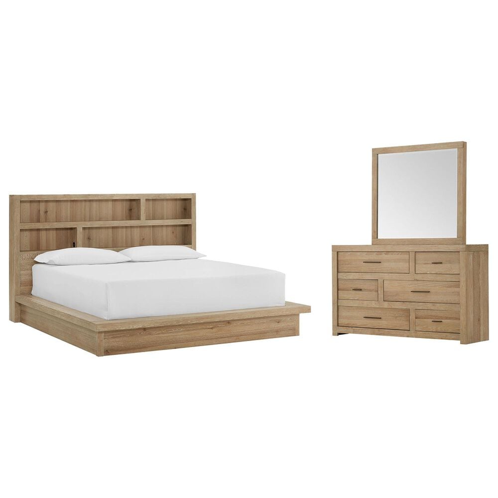 Riva Ridge Modern Loft 3-Piece Queen Platform Bedroom Set in Khaki, , large