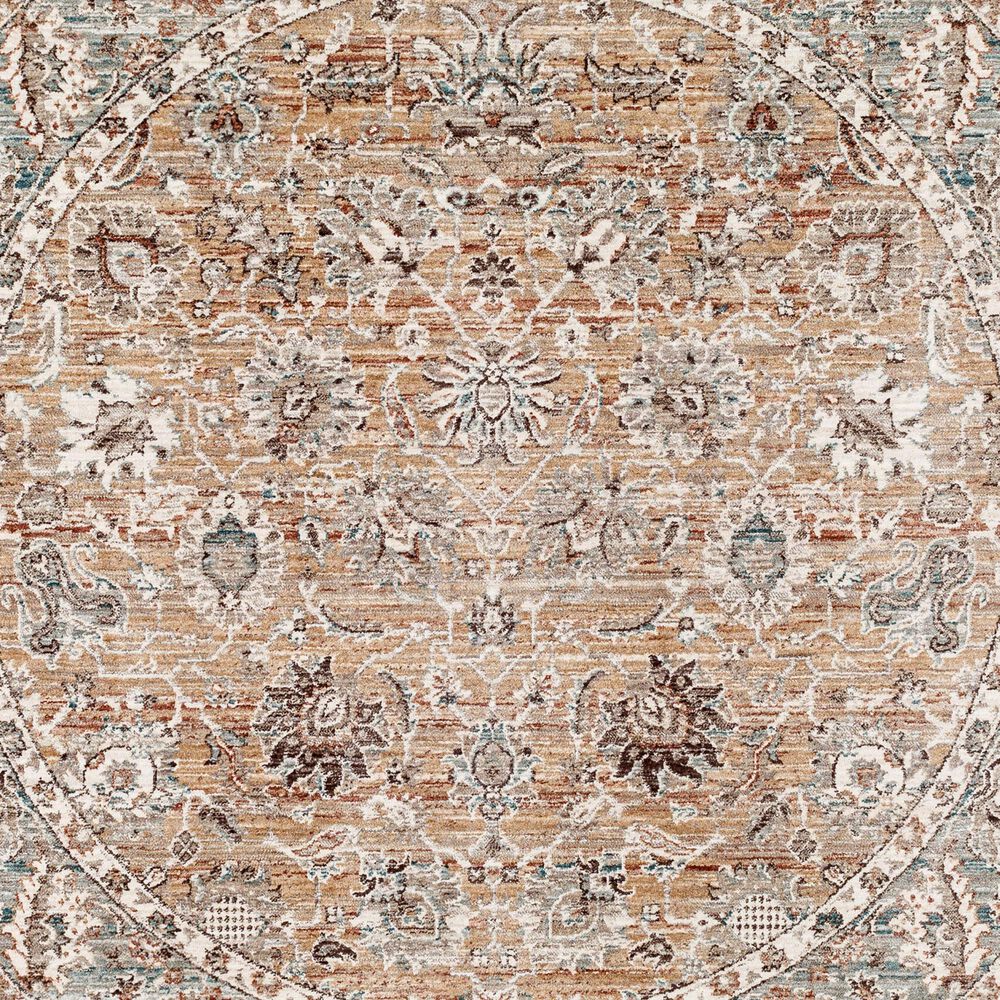 Surya Carlisle Oriental 5&#39;3&quot; Round Mauve, Pale Blue, Ivory, Light Gray, Brick Red, Dusty Sage and Medium Brown Area Rug, , large