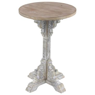 Maple and Jade Intricately Carved Scroll Accent End Table in Distressed Gray and Dark Brown, , large