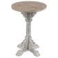 Maple and Jade Intricately Carved Scroll Accent End Table in Distressed Gray and Dark Brown, , large