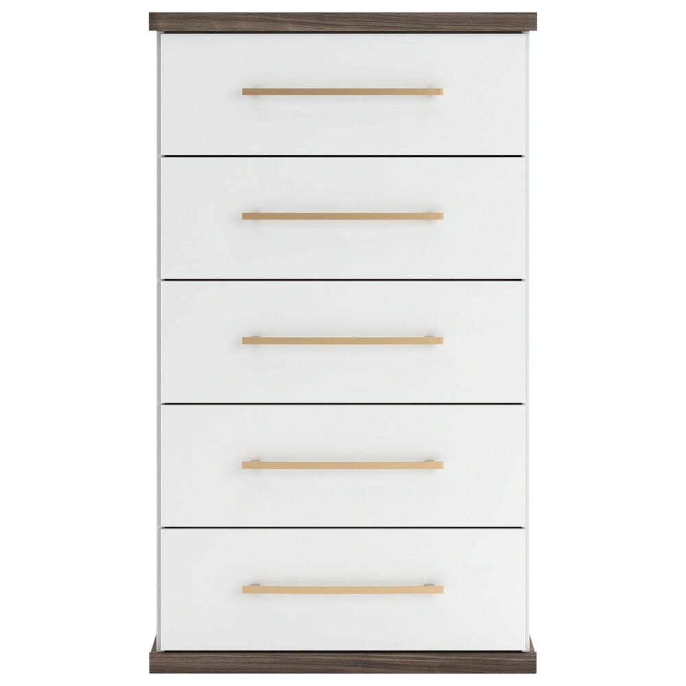 Ashley Kendanport King Upholstered Bed with Dresser, Chest, and Two Nightstands in Brown and White, , large
