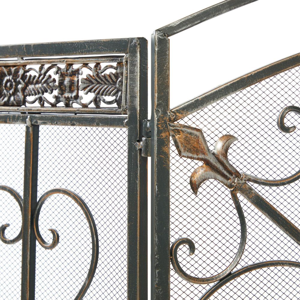 Maple and Jade 52&quot; x 31&quot; Fireplace Screen in Black, , large
