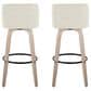 LumiSource Toriano Swivel Bar Stool with Cream Fabric Upholstery in Whitewashed and Black (Set of 2), , large