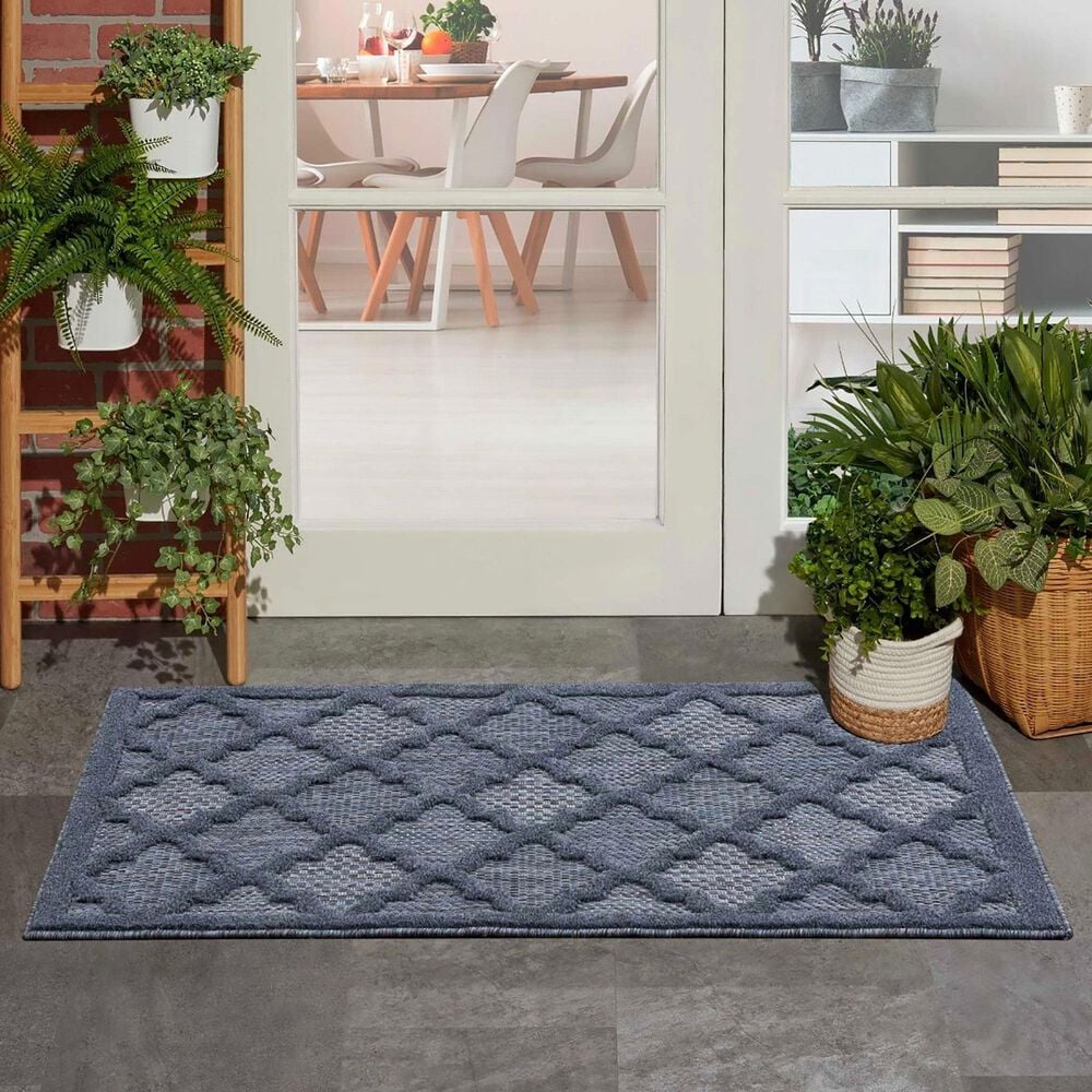 Nourison Easy Care 2&#39; x 4&#39; Navy Blue Indoor/Outdoor Area Rug, , large